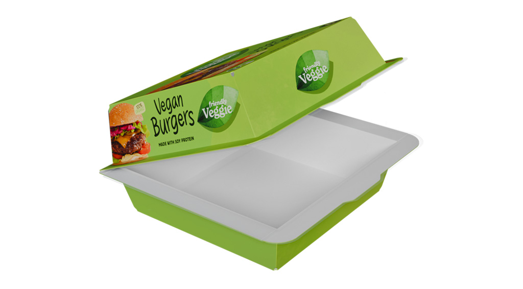 Halopack Clamshell tray with artwork open