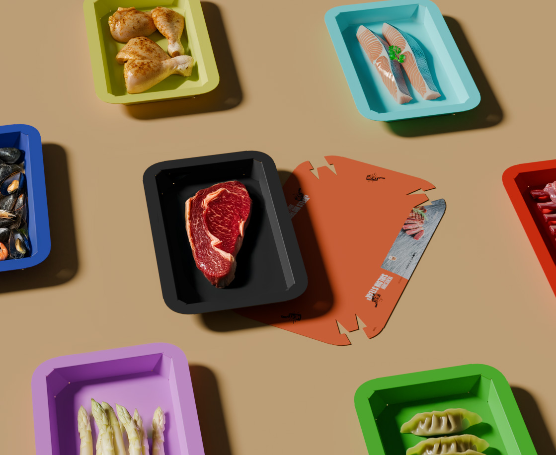 Halopack Skin tray with design and food